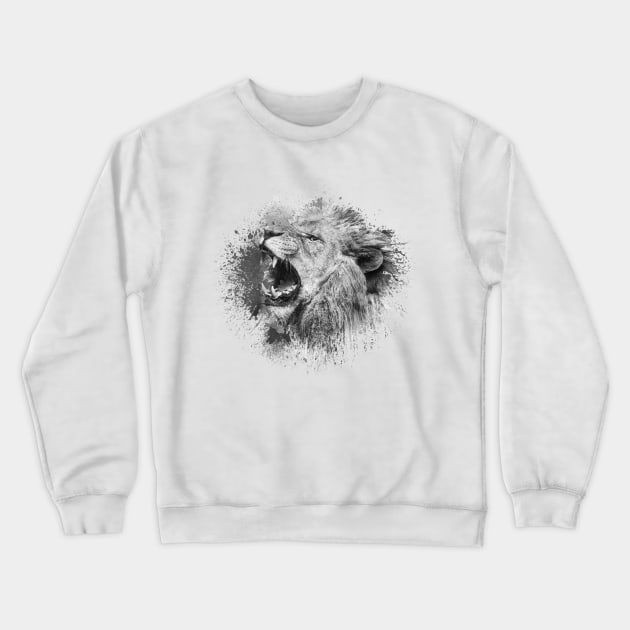 Angry Lion Head Crewneck Sweatshirt by anbartshirts